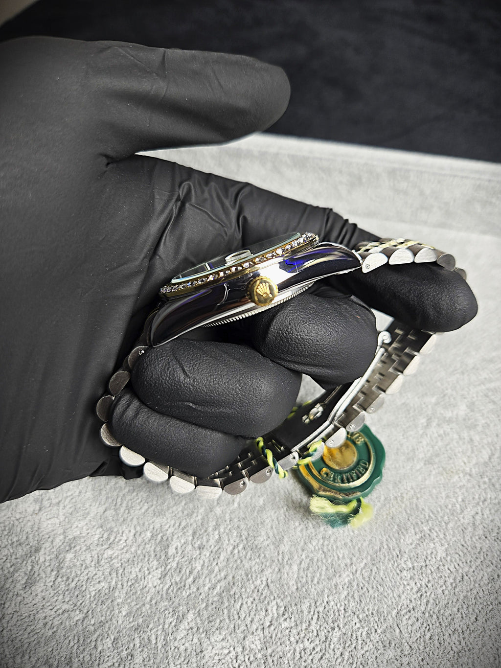 Rolex Day-Date Oyster Perpetual – Two-Tone Steel & Yellow Gold with Diamond Dial and Bezel