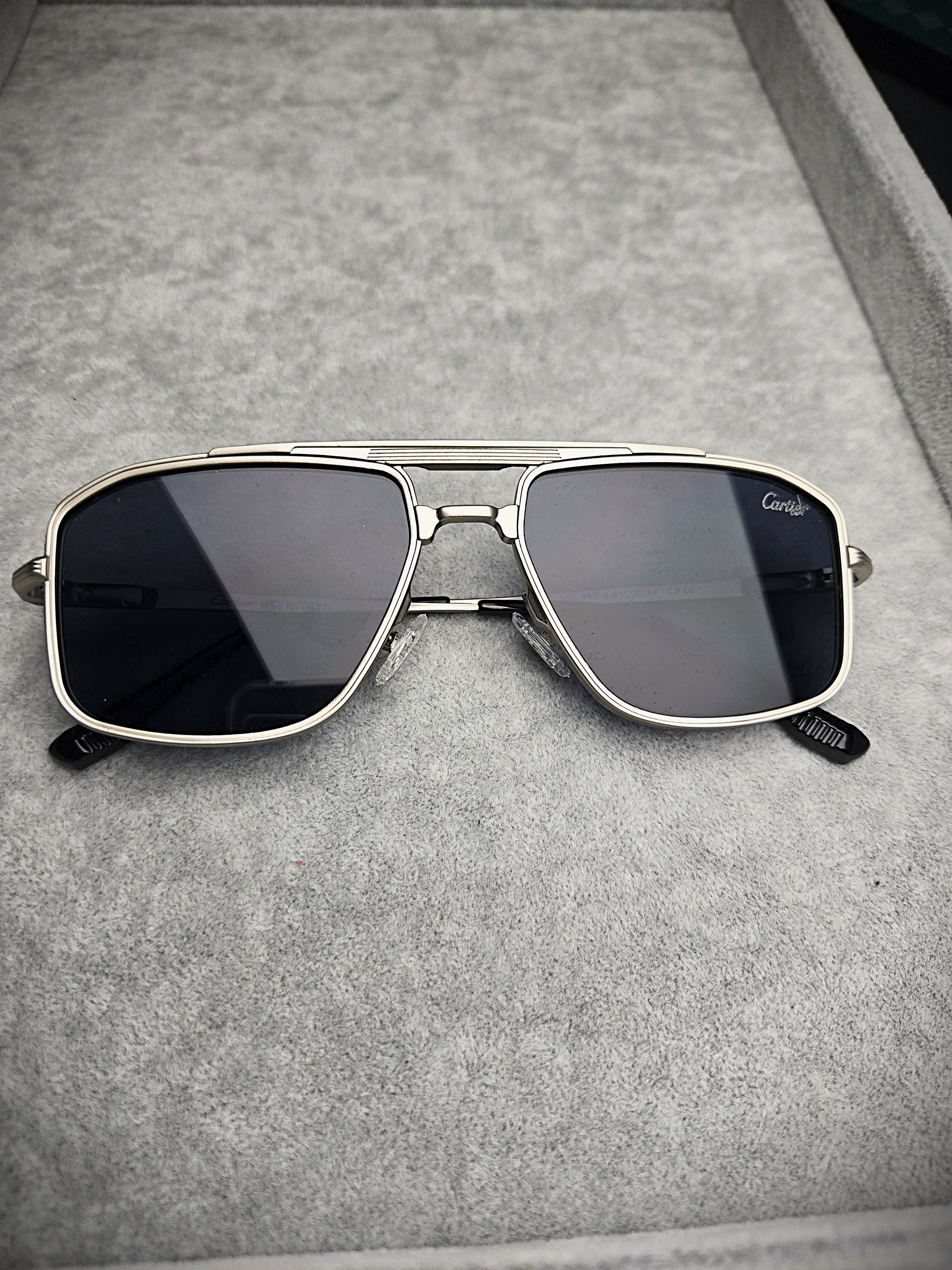 Cartier Black-Tinted Lenses Eyewear with Silver Frame