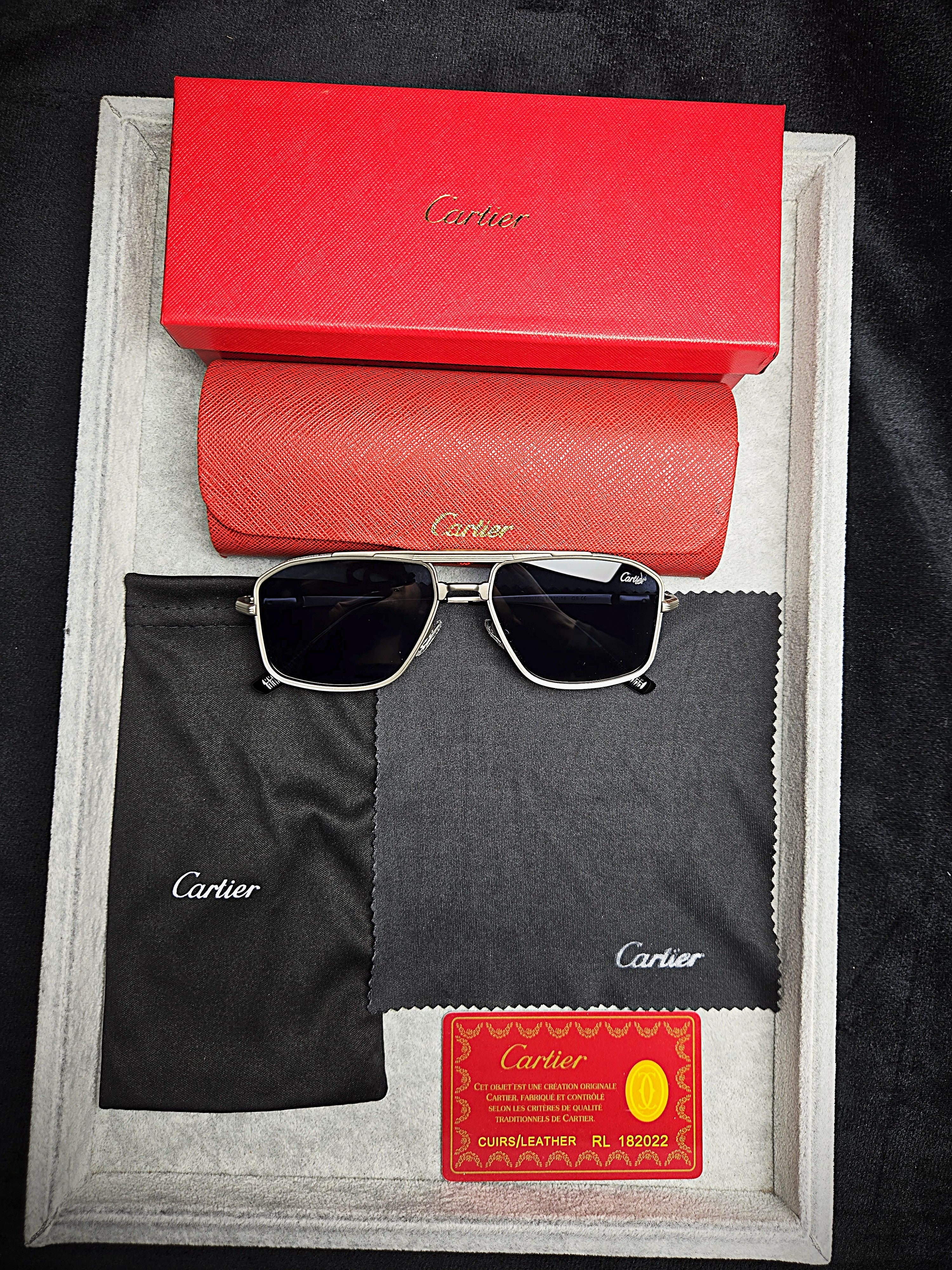 Cartier Black-Tinted Lenses Eyewear with Silver Frame