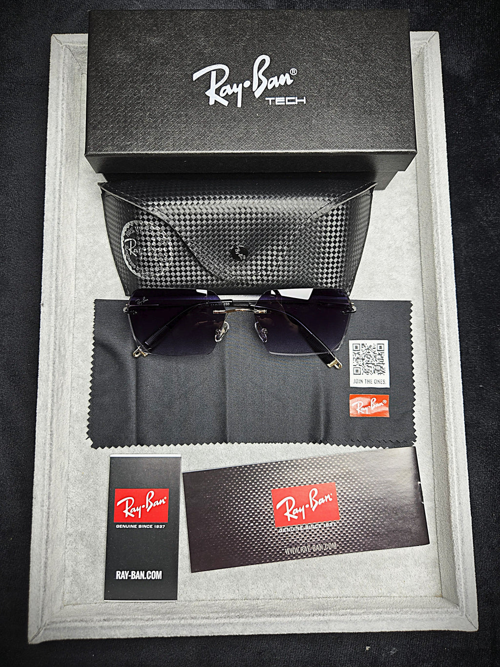 Ray-Ban Black Frame Glasses with Purple-Tinted Lenses