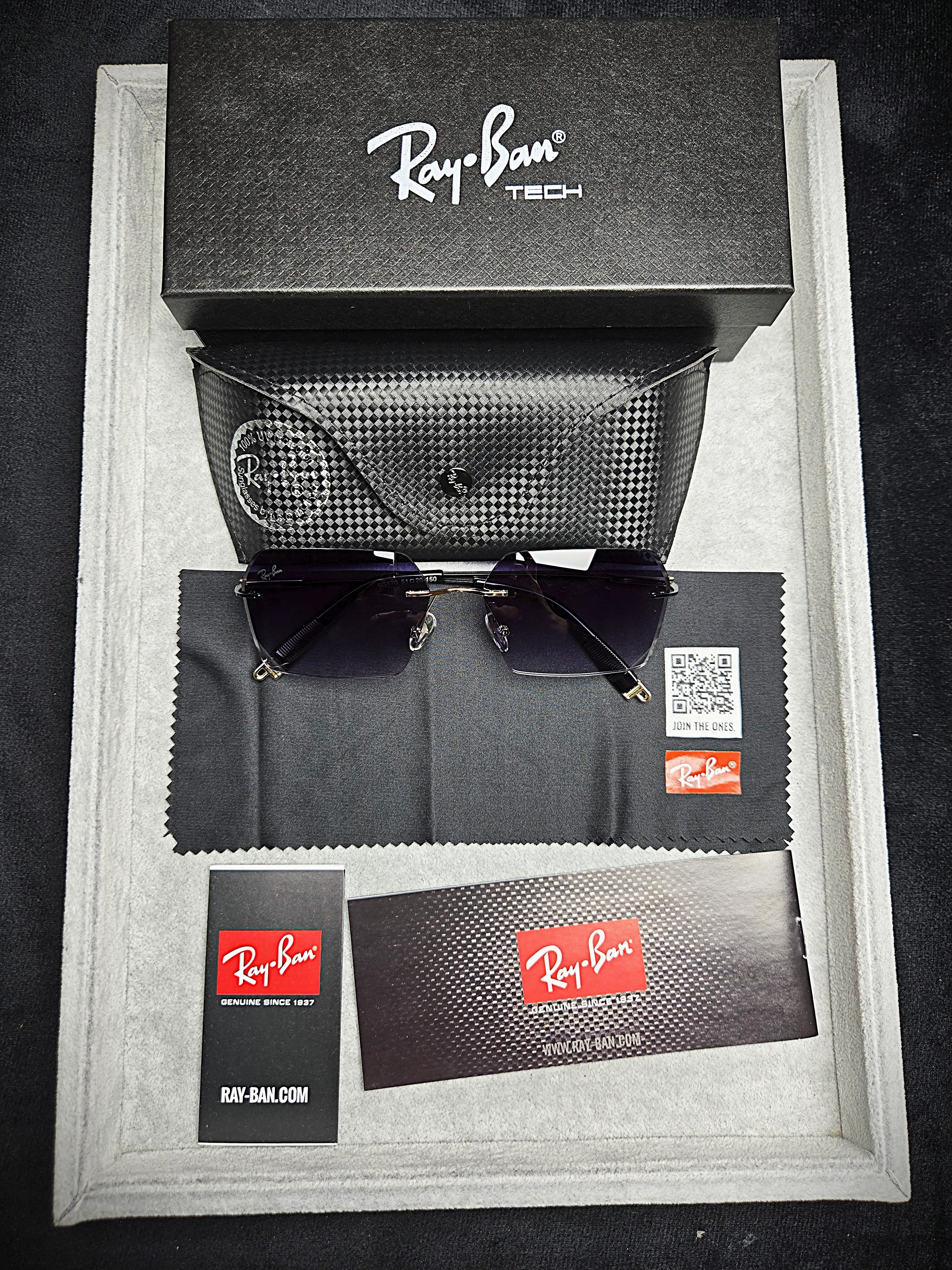 Ray-Ban Black Frame Glasses with Purple-Tinted Lenses