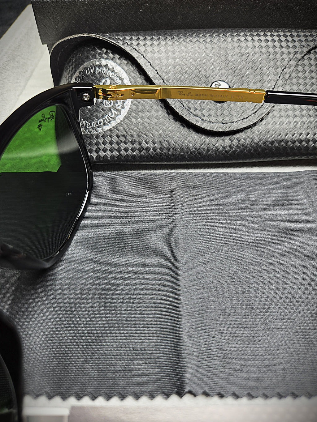 Ray-Ban Black Lenses with Black Frame and Gold Temples