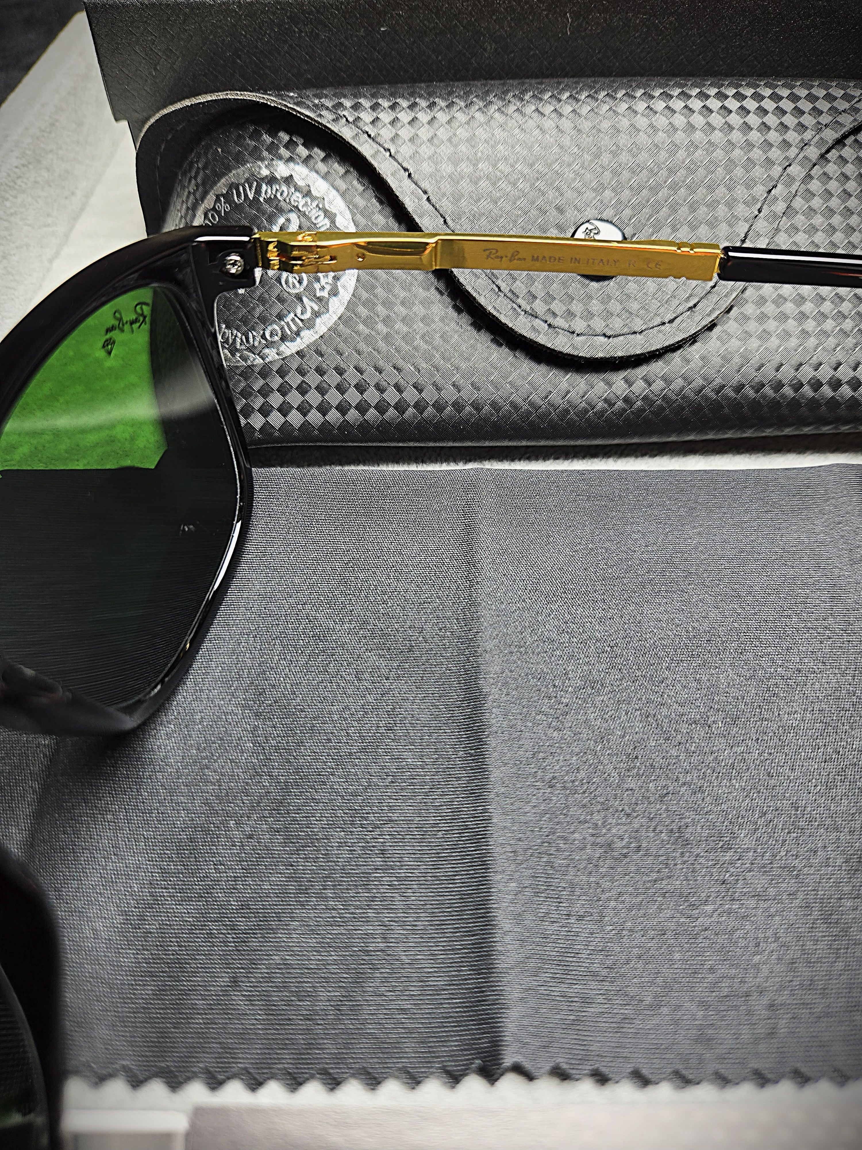 Ray-Ban Black Lenses with Black Frame and Gold Temples