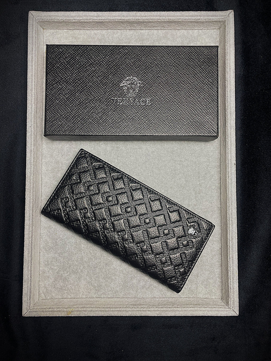 Versace Black Embossed Leather Wallet