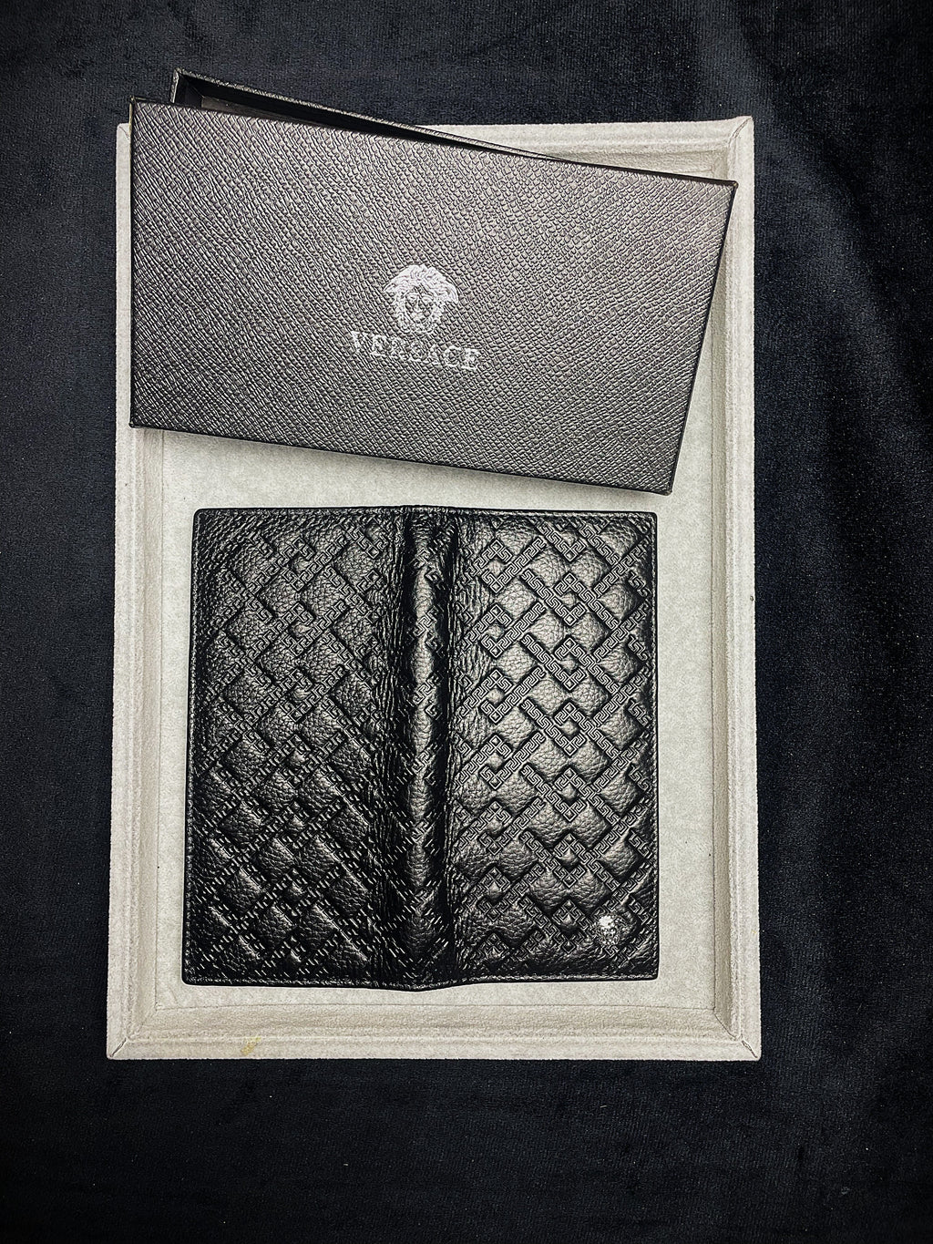 Versace Black Embossed Leather Wallet